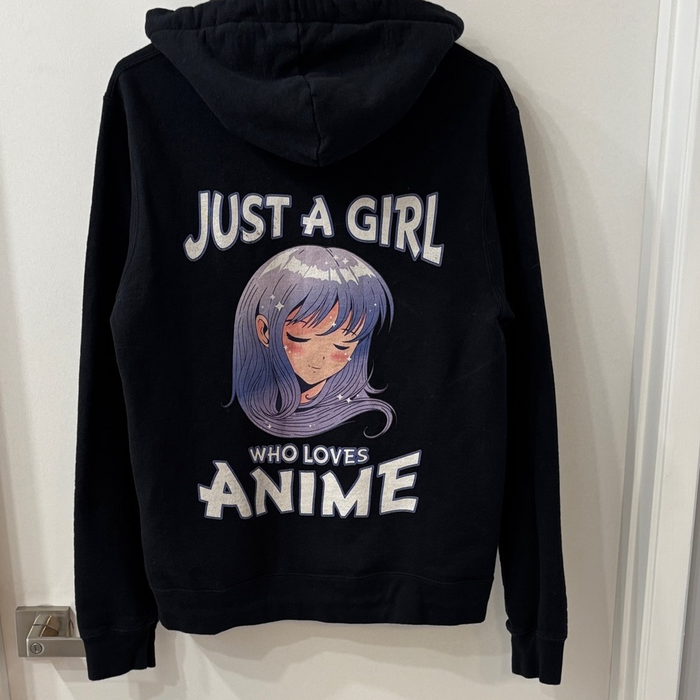 “Just a Girl who Likes Anime” Hoodie Black w Full Zip & pockets